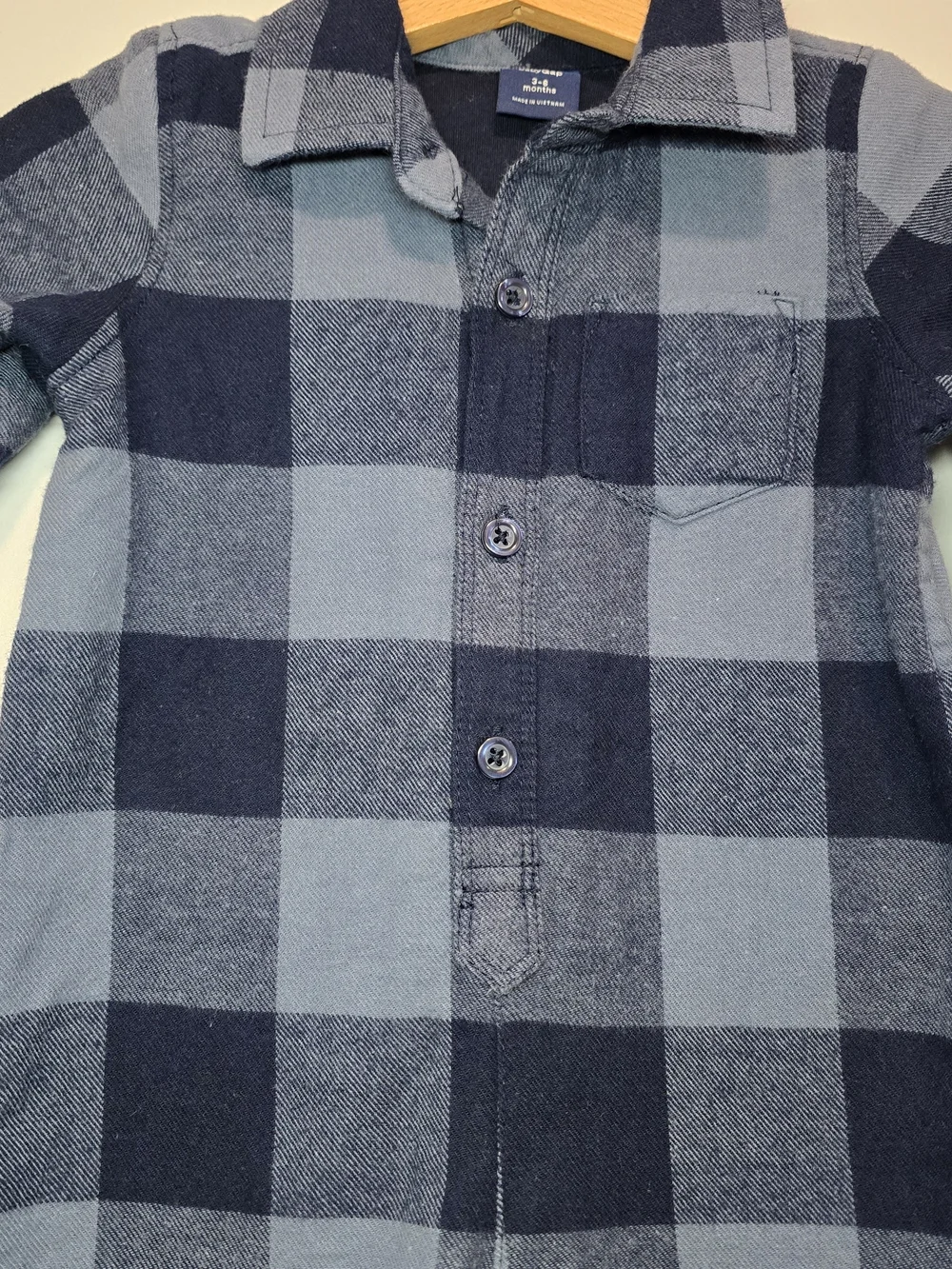 GAP Navy and Gray Plaid Button Romper Fully Lined Extra Soft Fall Style